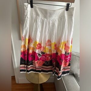 Alfani Lined  Colorful  Floral Cotton Gauze Pleated Skirt  Size 10P